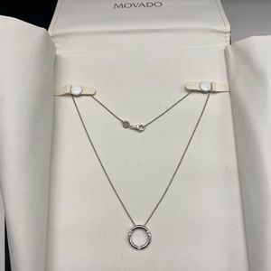 Movado 18K White Gold Infinity Diamond Necklace